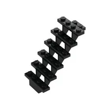LEGO 4x Black Stairs 7 x 4 x 6 Straight Open inv.607