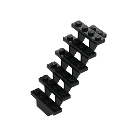 LEGO 4x Black Stairs 7 x 4 x 6 Straight Open inv.607