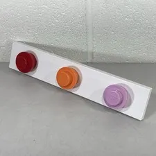 LEGO Wall Hanger Rack w/ 3 Knobs, Studs, Colors Red/Orange/Pink DK-2850
