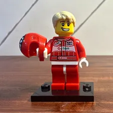 LEGO Minifigure Series 3 Race Car Driver COL040 8803-11 Complete w/ Stand