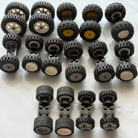 Lego 1/2+ Lb Pound 9.1 oz Matched Wheels/Tires/Axles Cars Trucks Medium Size V2