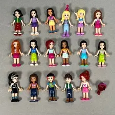 17 Lego Friends Figure Minifigure Lot Mini-doll Minidoll Girl & Boy Hair NICE