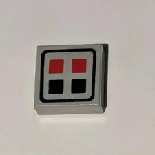 Lego 3070p06 3070bp06 Old Light Gray Tile 1x1 Red and Black Buttons Pattern HTF