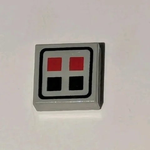 Lego 3070p06 3070bp06 Old Light Gray Tile 1x1 Red and Black Buttons Pattern HTF