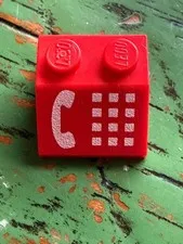 Lego Red Slope 45 2 x 2 with White Phone Receiver and Buttons Pattern Vintage