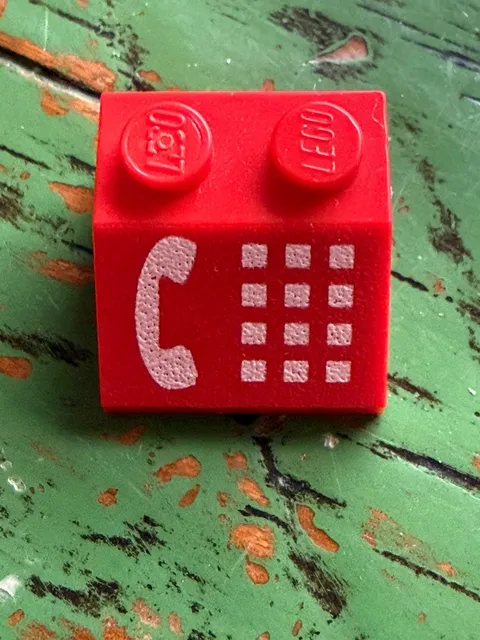 Lego Red Slope 45 2 x 2 with White Phone Receiver and Buttons Pattern Vintage