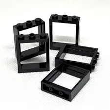 LEGO Parts - Black Window 1 x 3 x 3 Flat Front - No 51239 - QTY 5