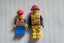 LEGO Jack Stone Juniors Minifigure VTG Fireman in Hat & Train Safety Man