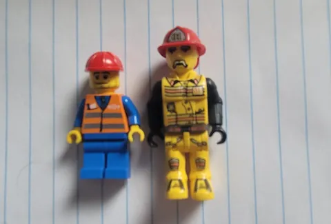 LEGO Jack Stone Juniors Minifigure VTG Fireman in Hat & Train Safety Man
