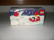 Vintage 1989 Lego Christmas Sleigh Santa Reindeer Set 1628 Sealed 61 pcs.