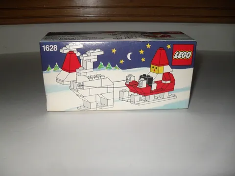 Vintage 1989 Lego Christmas Sleigh Santa Reindeer Set 1628 Sealed 61 pcs.
