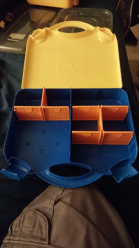 Lego Brand Suitcase Style Storage Box Container Case w/ Dividers Yellow 11x10 