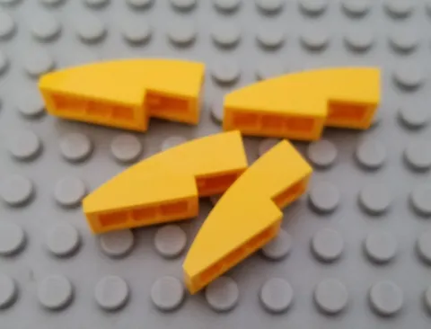 New LEGO Lot of 4 Bright Light Orange 3x1 Curved Slope Pieces