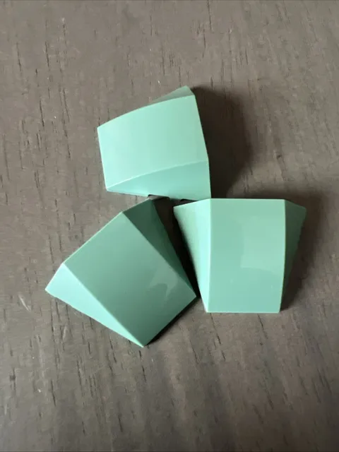 LEGO 64225 Sand Green Wedge 4 x 3 Triple Curved No Studs 3 Pieces