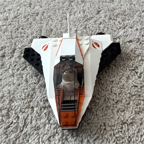 LEGO White & Orange Space Shuttle Spacecraft w/ Satellite Astronaut Minifigure