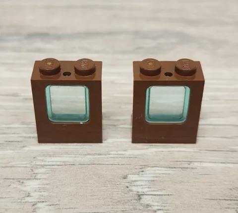 Lego 2377 Brown Window 1 x 2 x 2 Plane & 4862 Trans Light Blue Pane Lot Of 2