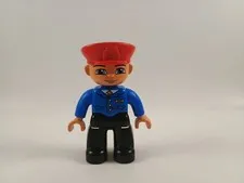 Lego Duplo Train Conductor Red Hat 2.5" Figure Engineer Station Worker Man #1