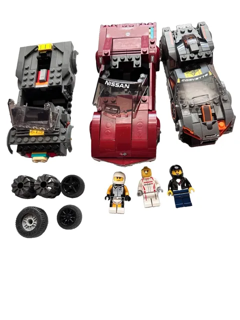 LEGO Speed Champions Builder Lot Nissan Corvette 3 Cars 3 Minifigures Wheels