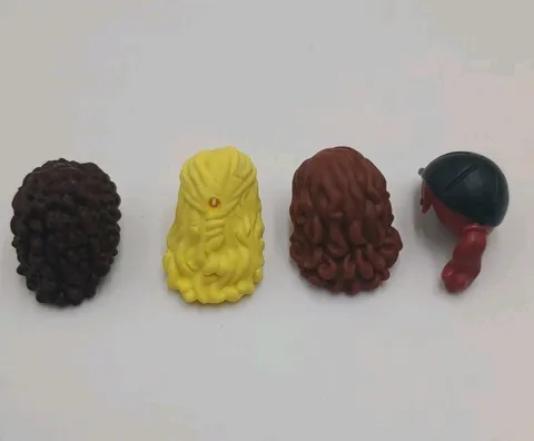 Lego Friends Minifigure Hair Pieces Brown Blonde Red With Hat - Lot of 4