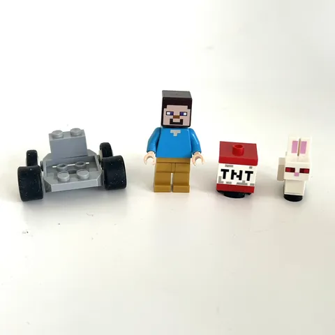 Lego Minecraft Steve, Killer Bunny, TNT Block and Vehicle Chassis Mini Figures