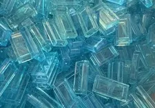 Lego 100 New Trans-Light Blue Tiles 1 x 2 Flat Smooth Water Transparent Pieces 