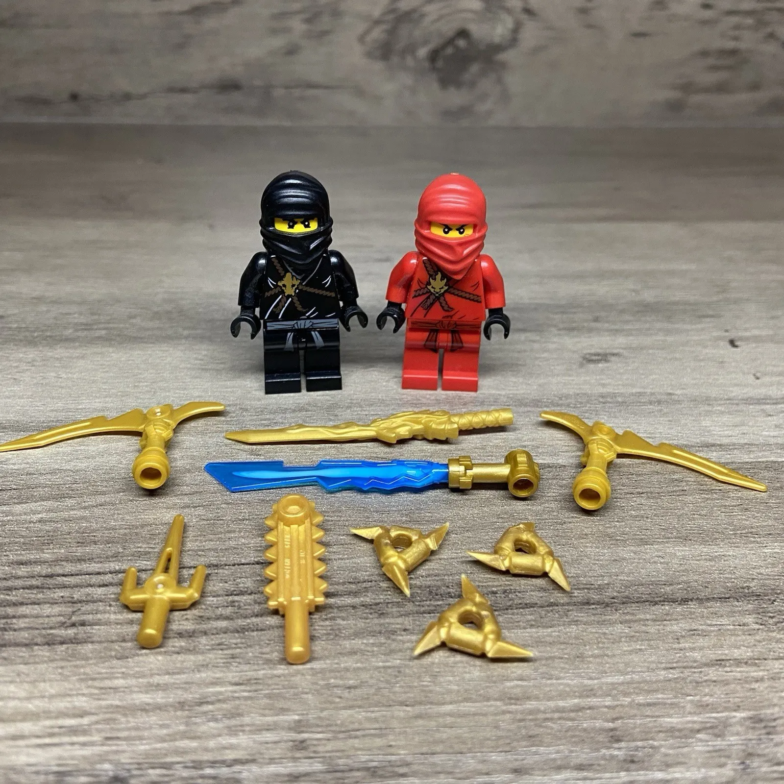 LEGO Ninjago Golden Weapons Minifigures Lot of 2 Kai Cole with Weapons Authentic