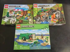 Lot Lego Minecraft Bakery Mine Beach House -Complete, NEW- 21184 21166 21254