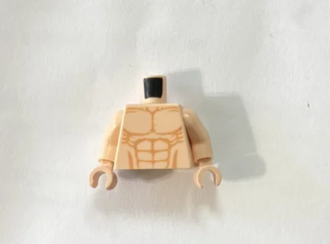 LEGO - Minifig, Torso Bare Chest w/ Muscles Outline Detailed Pattern - Lt Flesh