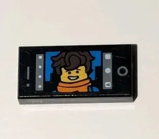 LEGO BLACK 1x2 TILE SMARTPHONE CELL PHONE JAY WALKER SELFIE PATTERN 3069pb0603