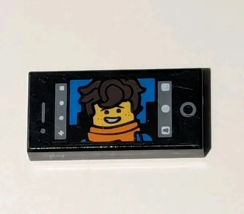 LEGO BLACK 1x2 TILE SMARTPHONE CELL PHONE JAY WALKER SELFIE PATTERN 3069pb0603