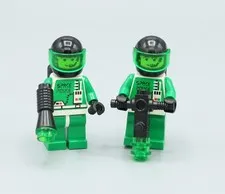 LEGO SPACE POLICE II SP037 Minifigure Lot x2 Vintage Mini Figure Green Original