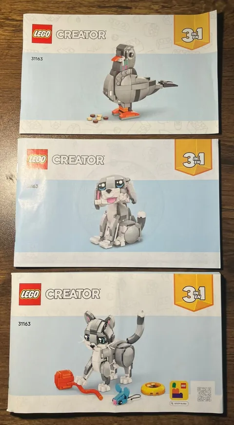 LEGO CREATOR 3-in-1 31163 Pigeon Cat Dog Instruction Manual Booklets Only
