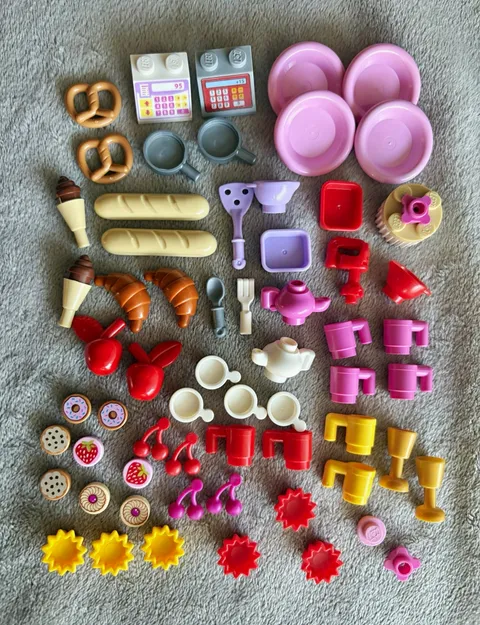 LEGO Cafe Minifigure Accessories Bakery Food Dishes Cups Pink Friends