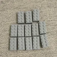 LEGO Gray 2x4 Plastic Bricks Lot of 13 Basic Building Pieces