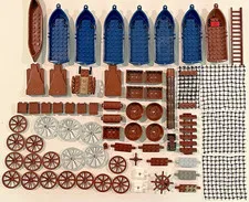 LEGO Pirates Parts Lot - Nets Chest Rocks Wheels Boats Ladder