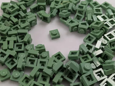Lego x175 New Sand Green Plates 1 x 1 Stud Pieces # 3024