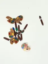 Lot Of LEGO Friends Accessories Artist Palettes And Paint Brushes