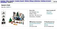 LEGO Santa's Visit 10293-INCOMPLETE; Sealed Bags #1 & #4 thru #9-MISSING #2 & #3