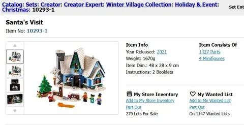 LEGO Santa's Visit 10293-INCOMPLETE; Sealed Bags #1 & #4 thru #9-MISSING #2 & #3