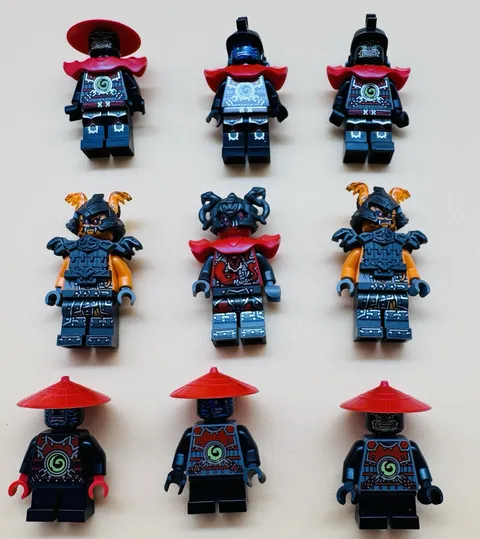 (9) LEGO Ninjago Minifigure Parts And Pieces Lot Stone Army Helmets Armor
