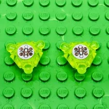 Lot of 2‼ LEGO Rock 2 x 2 Crystal 3 Point with Insectoids Trans-Neon Green • VG‼