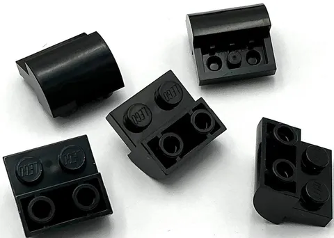 Lego 5 New Black Slopes Sloped Curved 2 x 2 Inverted with 2 Recessed Studs Parts
