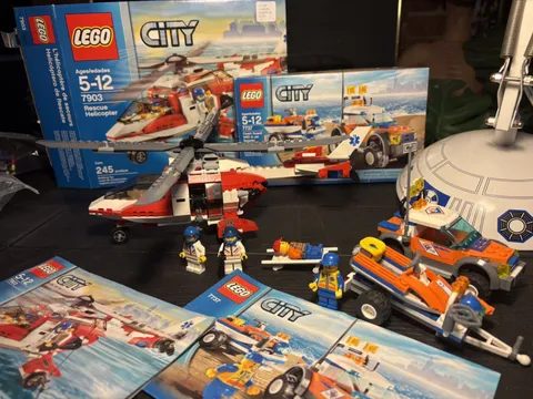 2 Lego sets: City Rescue Helicopter  7903  + coast guard 4wd. 100% complete