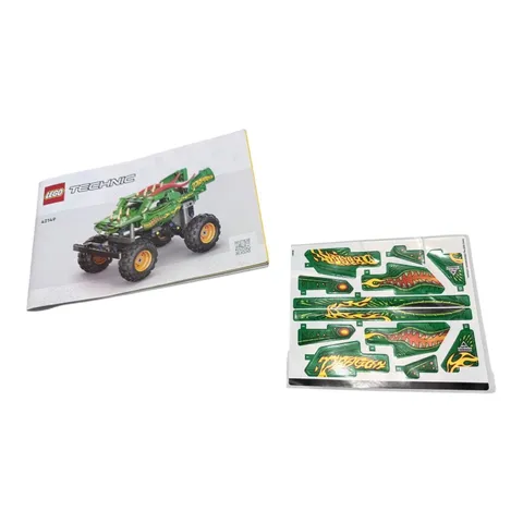 LEGO Technic Monster Jam Dragon 42149 Instruction Manual and Sticker Sheet NEW