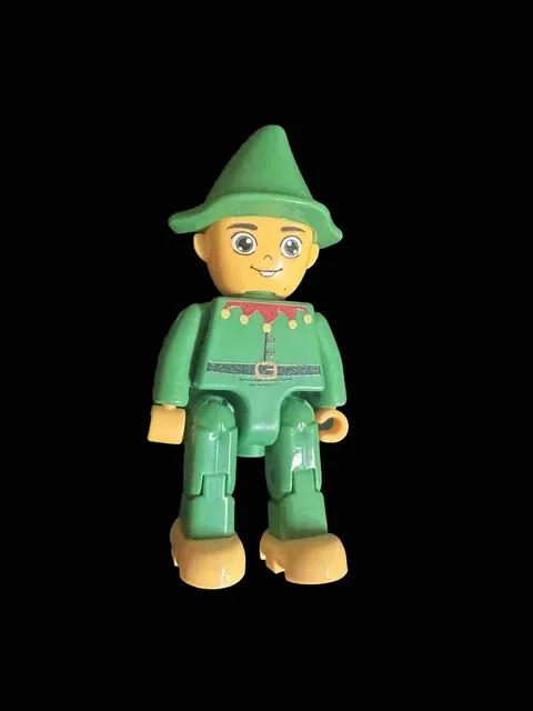 Lego Christmas Elf Mini Figure Green W/ Scalloped Collar w/ Bells Green Hat