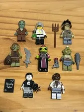Lego Minifigure Lot Of 8: Scarecrow, Frankenstein, Werewolf, Villainess, Cyclops