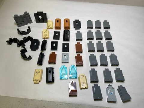 LEGO Castle Parts 47 pc Lot Wall Panels Black Gray Castle Walls Corners +