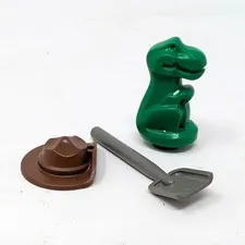 LEGO Green T-Rex Baby Dinosaur Trophy Statuette with Hat and Shovel Lot