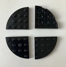 Lego 4x New Pieces Plate 4x4 Round Corner 1/4 Circle BLACK #30565