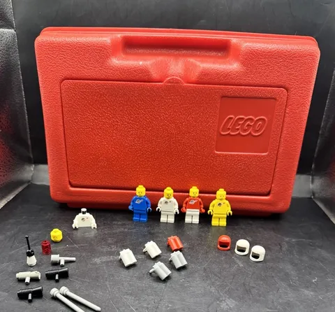 Vintage Classic Spaceman Benny,Red,Yellow, Lego Minifigure Red Storage Bin Parts